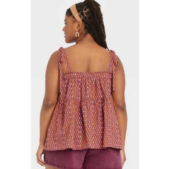 Universal Thread Women's Tie Strap Tiered Top - Picture 2 of 3